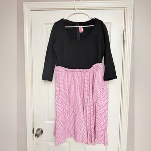 Pinup Couture Black & Pink Polka Dot Two-Tone Dress